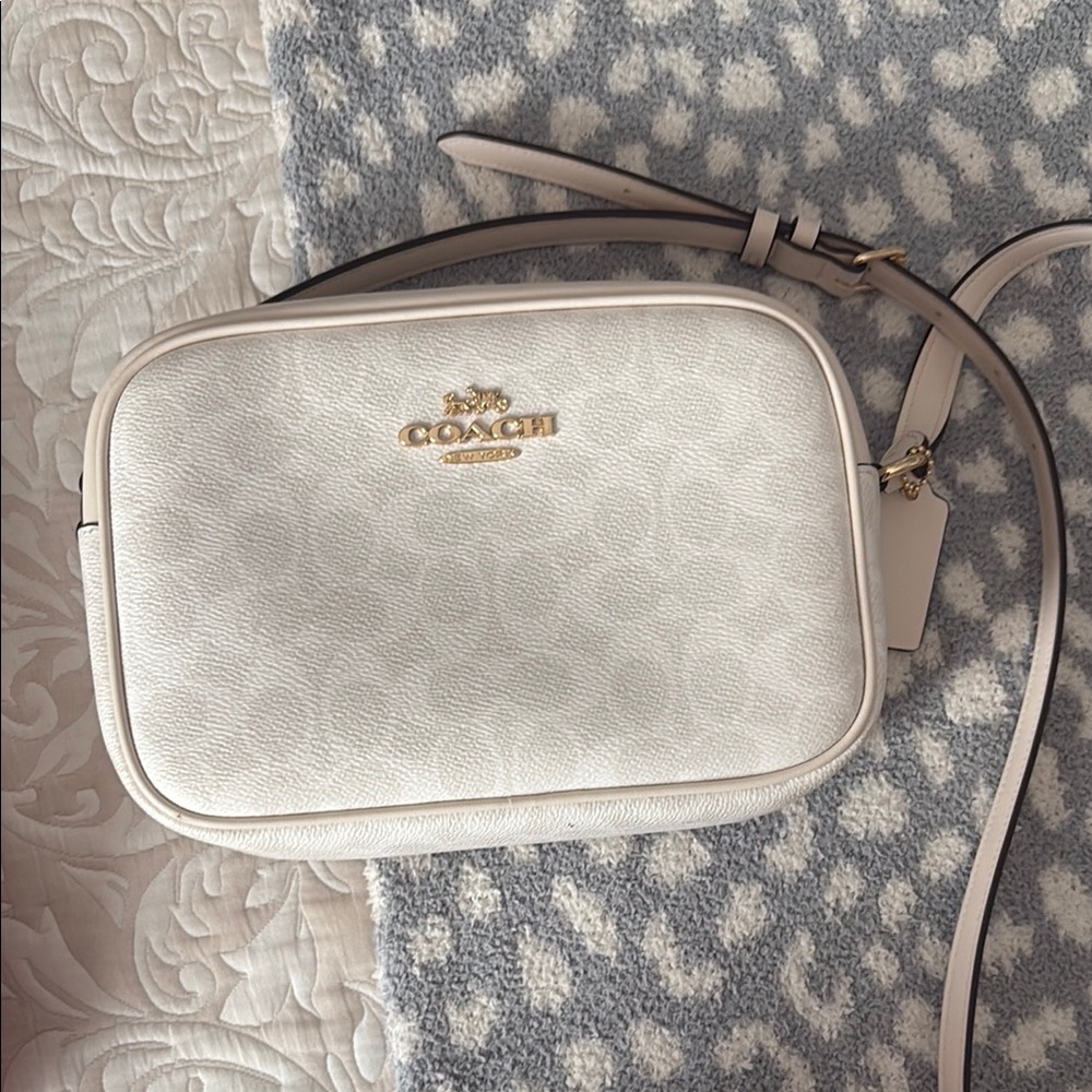 Coach White Crossbody Bag with Signature Monogram